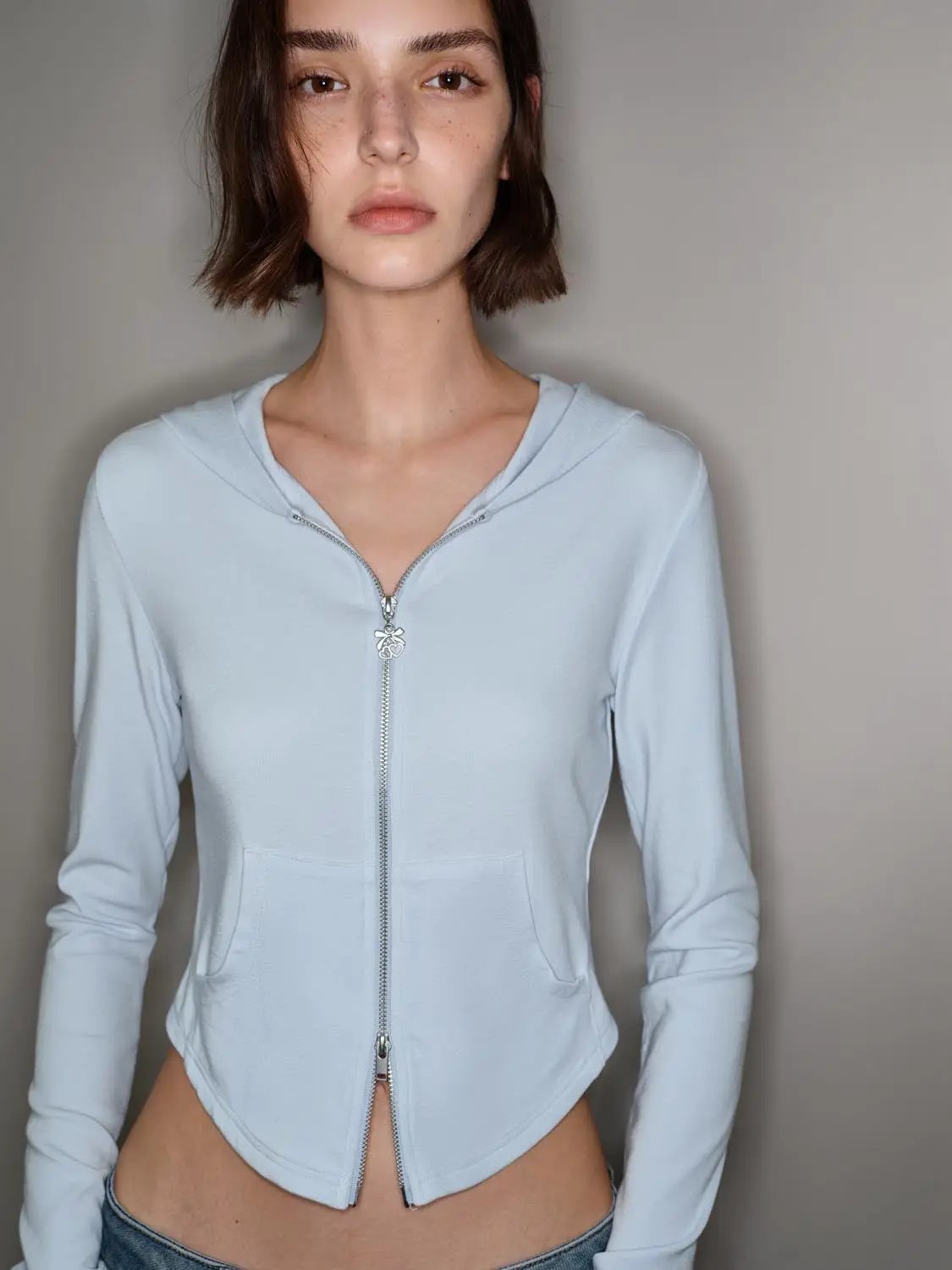 Hooded Zip Front Long Sleeve Jacket
