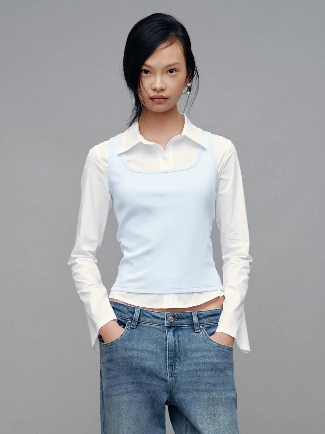 Square Neck Slim Fit Cropped Cotton Layering Tank Top