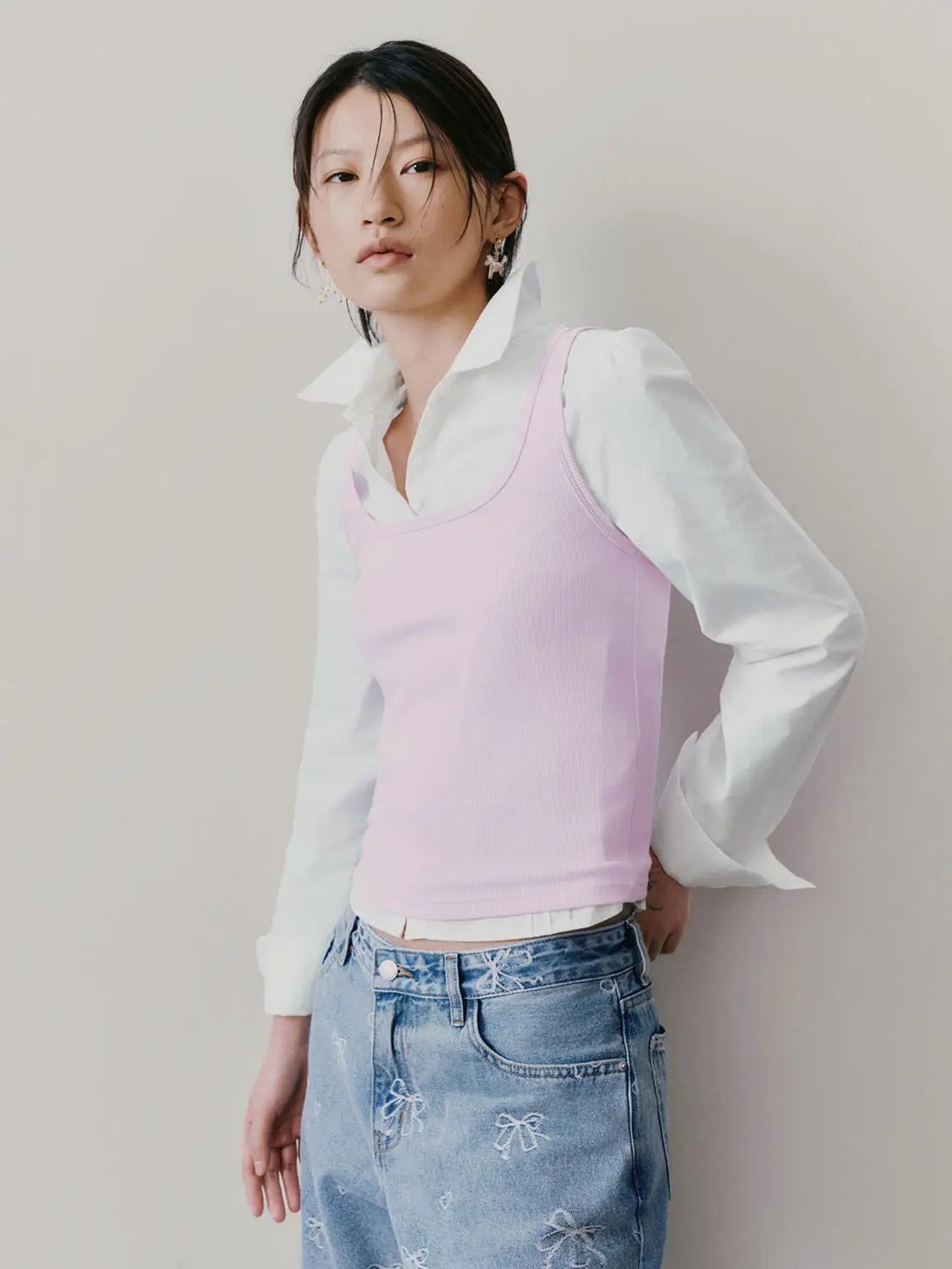 Square Neck Slim Fit Cropped Cotton Layering Tank Top