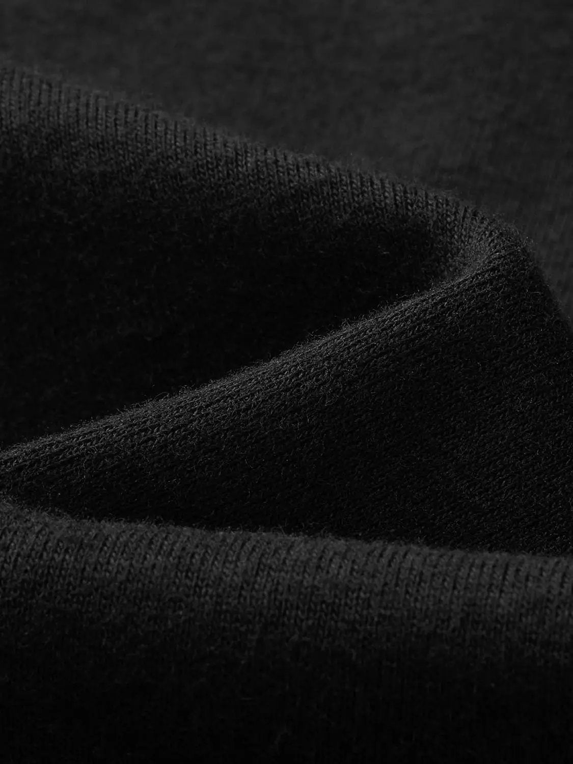 Ribbed Long Sleeve V-neck Cotton Blend T-Shirt
