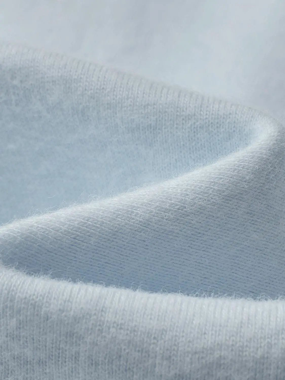 Ribbed Long Sleeve V-neck Cotton Blend T-Shirt