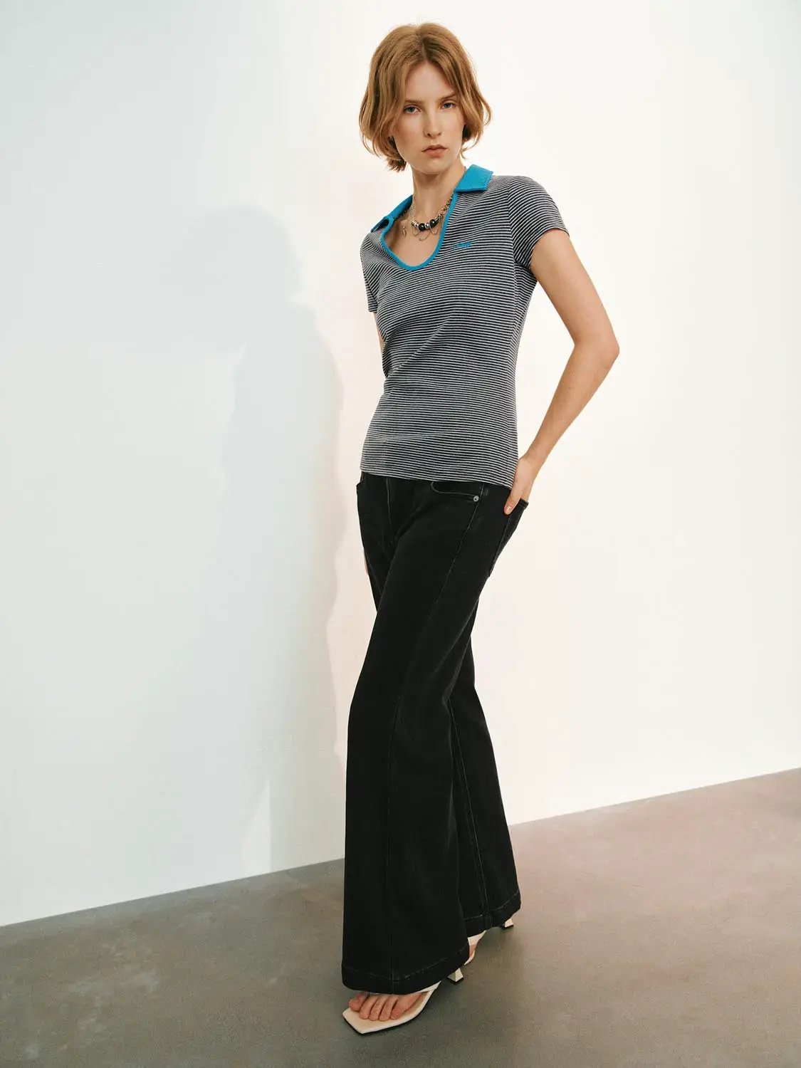 Wash High Rise Wide-Leg Cotton Blend Jeans