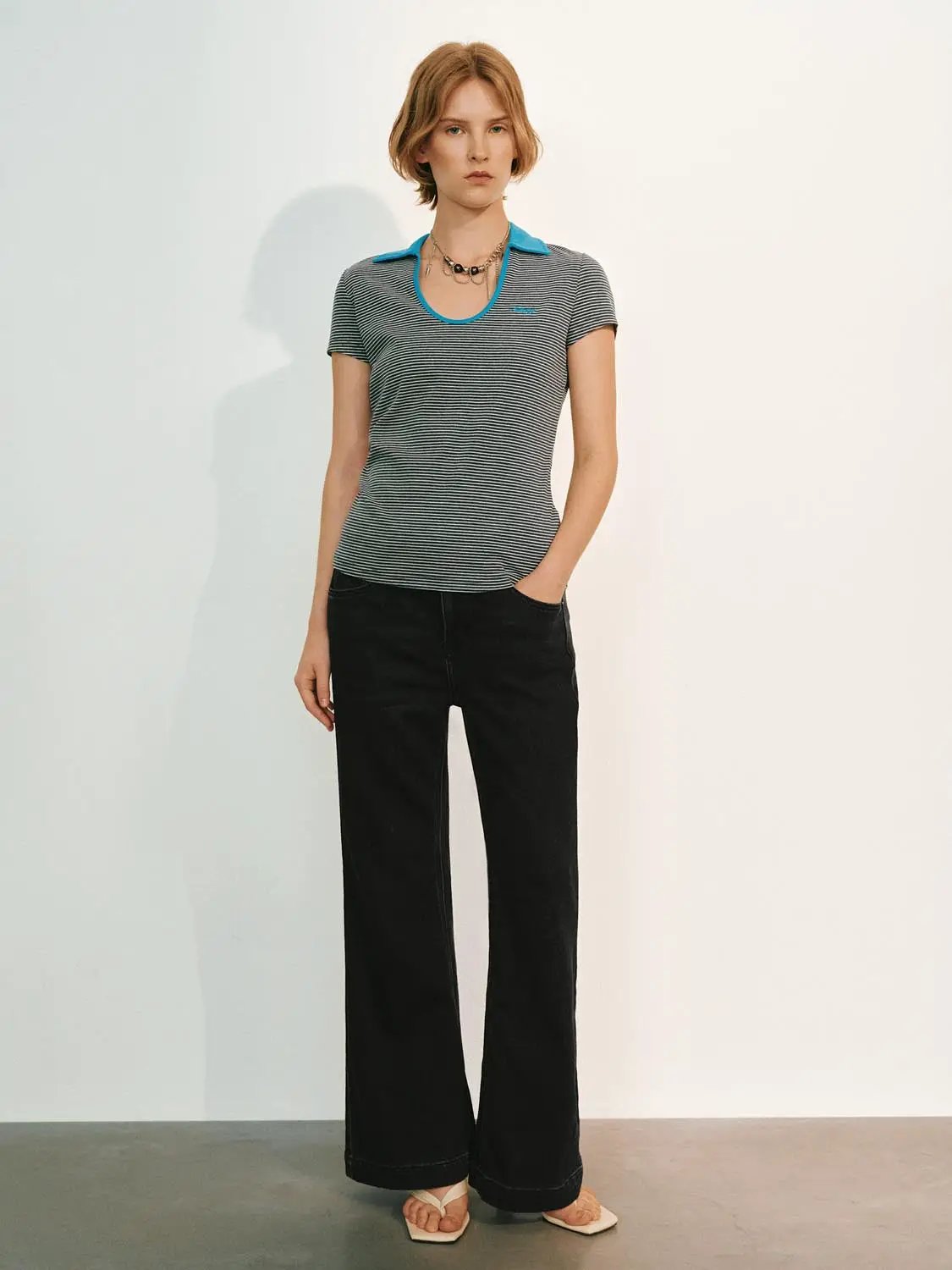 Wash High Rise Wide-Leg Cotton Blend Jeans