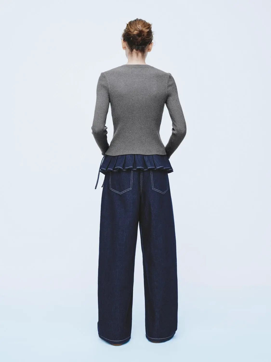 Ribbed Knit Button Front Crew Neck Long Sleeve Cardigan