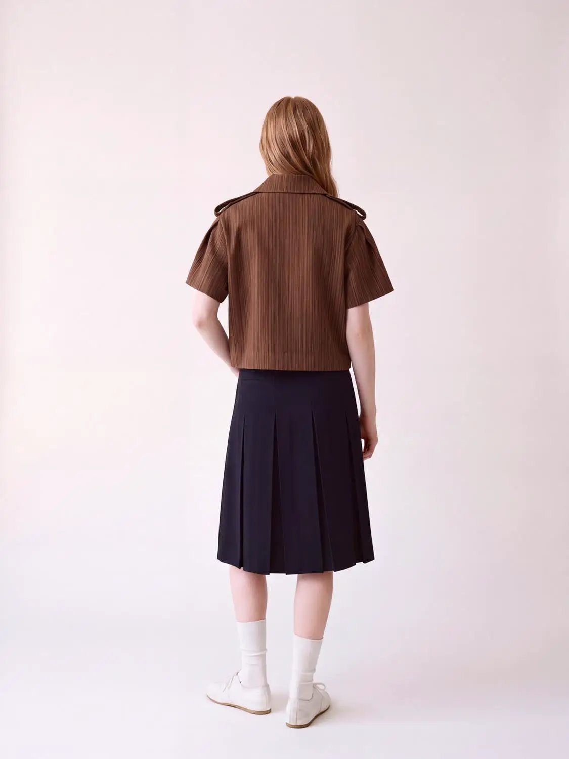 Cropped Ribbed Double-Breasted Short Sleeve Jacket
