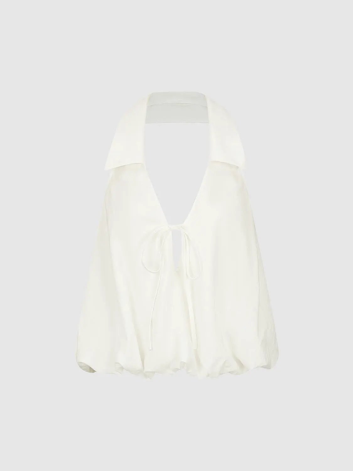 Slight Stretch Front Tie Halter Cotton Cami Top