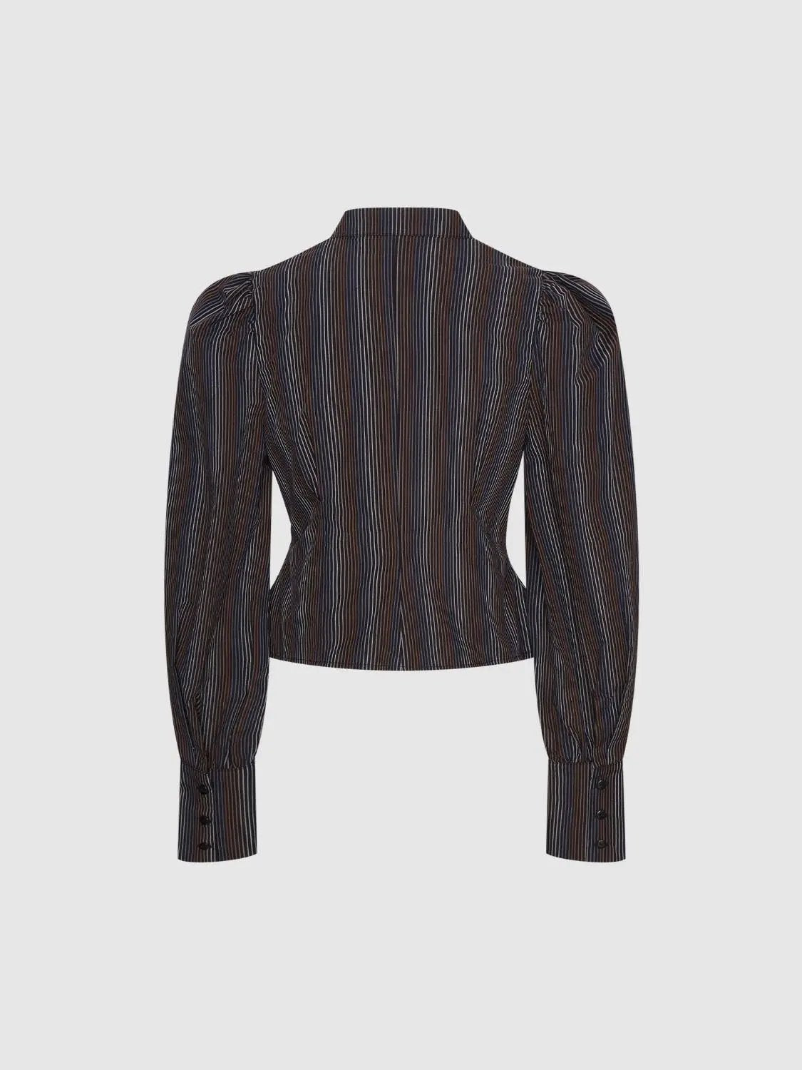 Button Front Striped Fitted Long Sleeve Cotton Blend Shirt