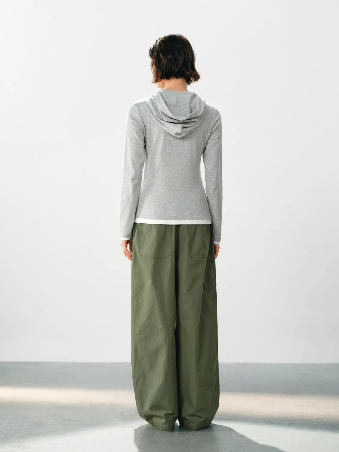 Hooded Long Sleeve Layered Cotton Blend Sweatshirt