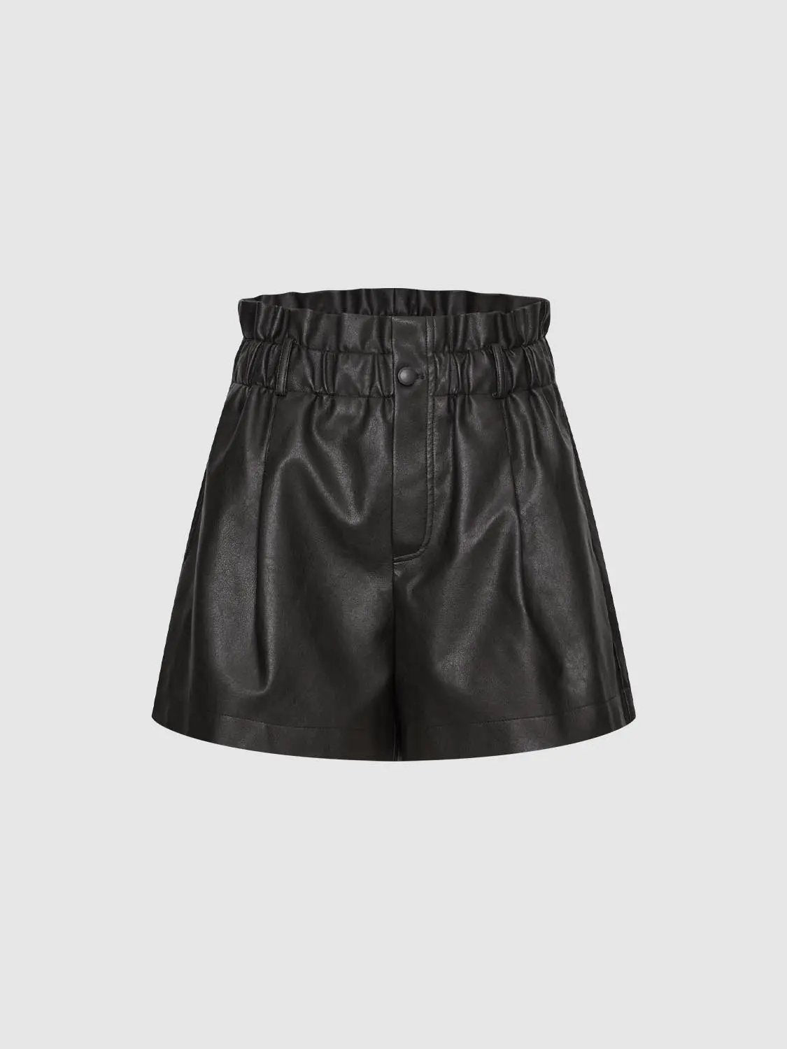 Elastic Waist Frill Trim Wide Leg Blend Fabric Shorts