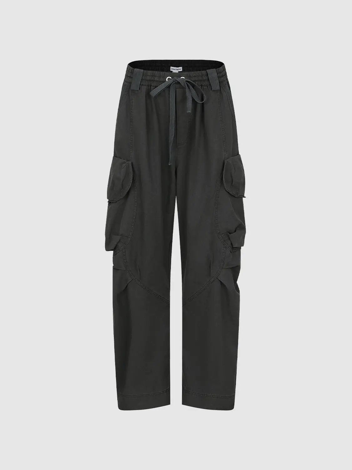 Oversized Drawstring Waist Barrel-Leg Cargo Pants
