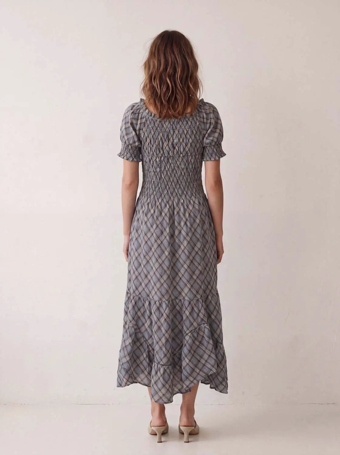 Ruffle Tie Square Neck Cotton Dress