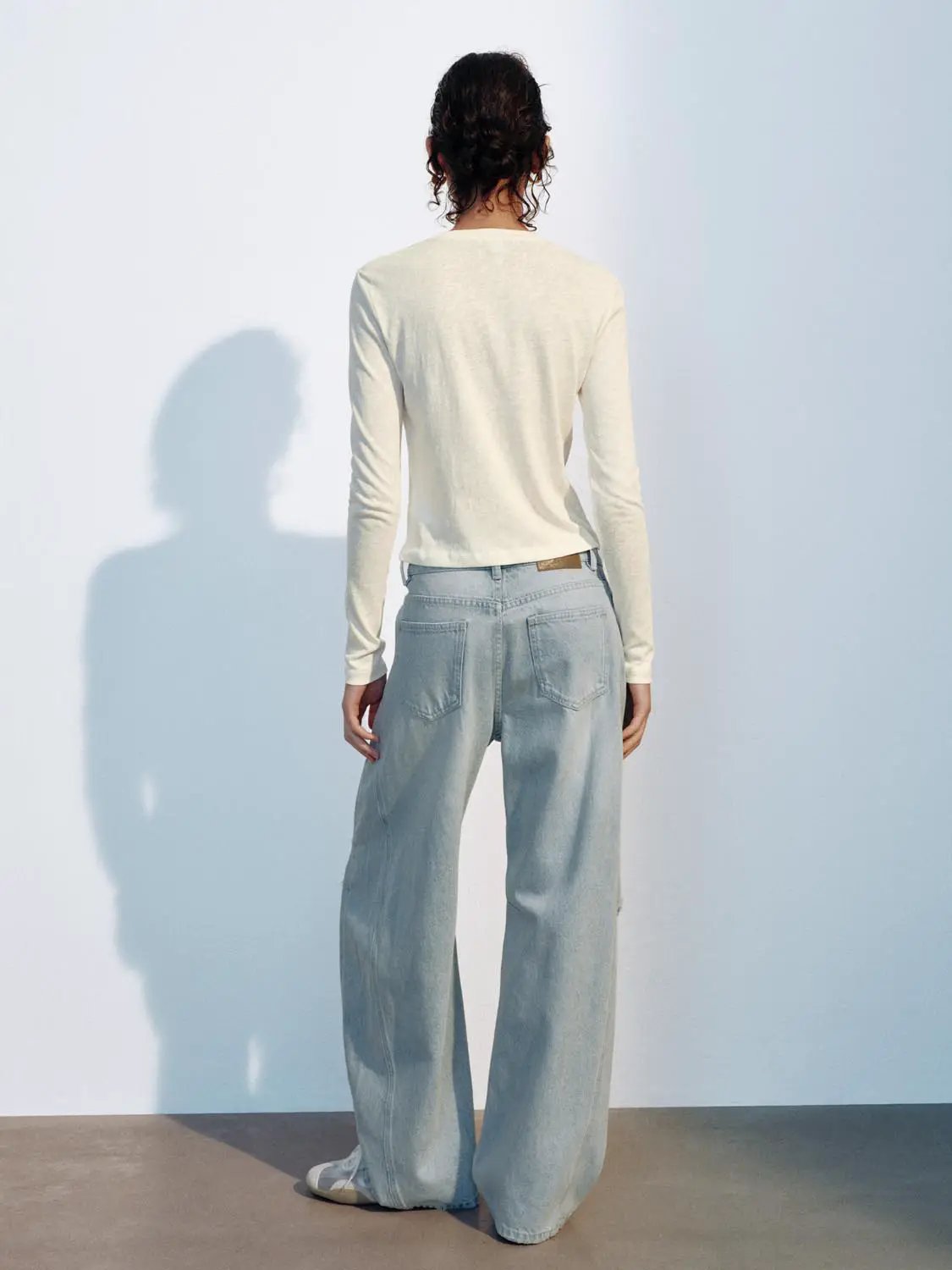 Embroidered Patchwork Ripped Cotton Wide-leg Jeans