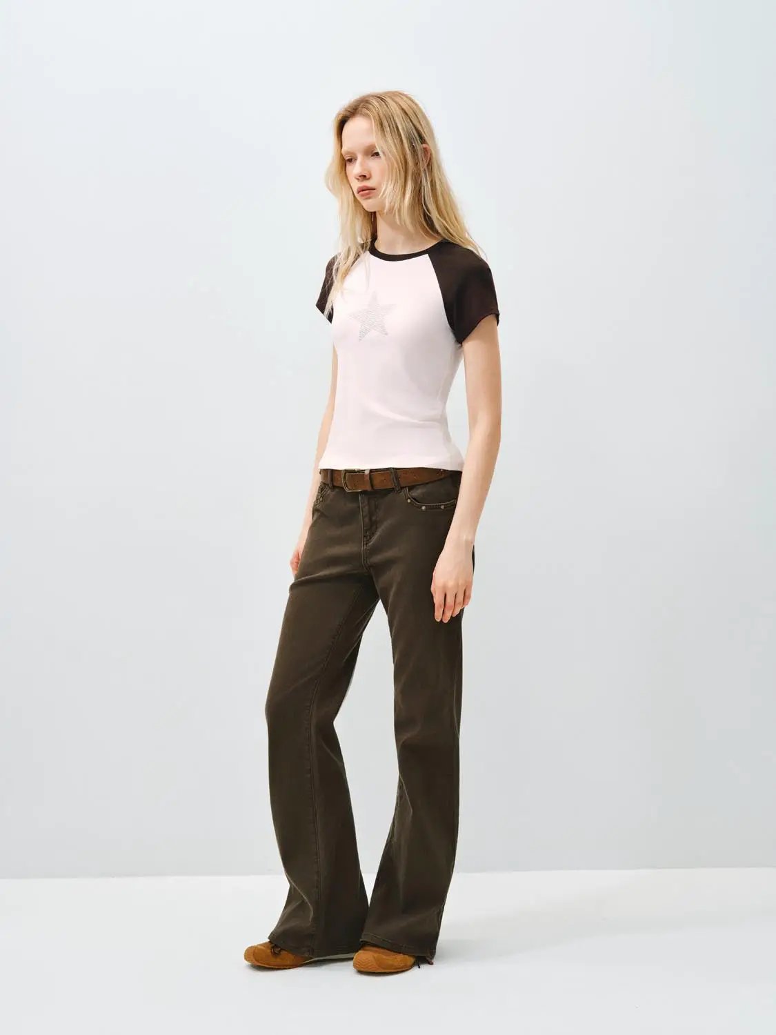 Wide-leg Flared Denim Pants