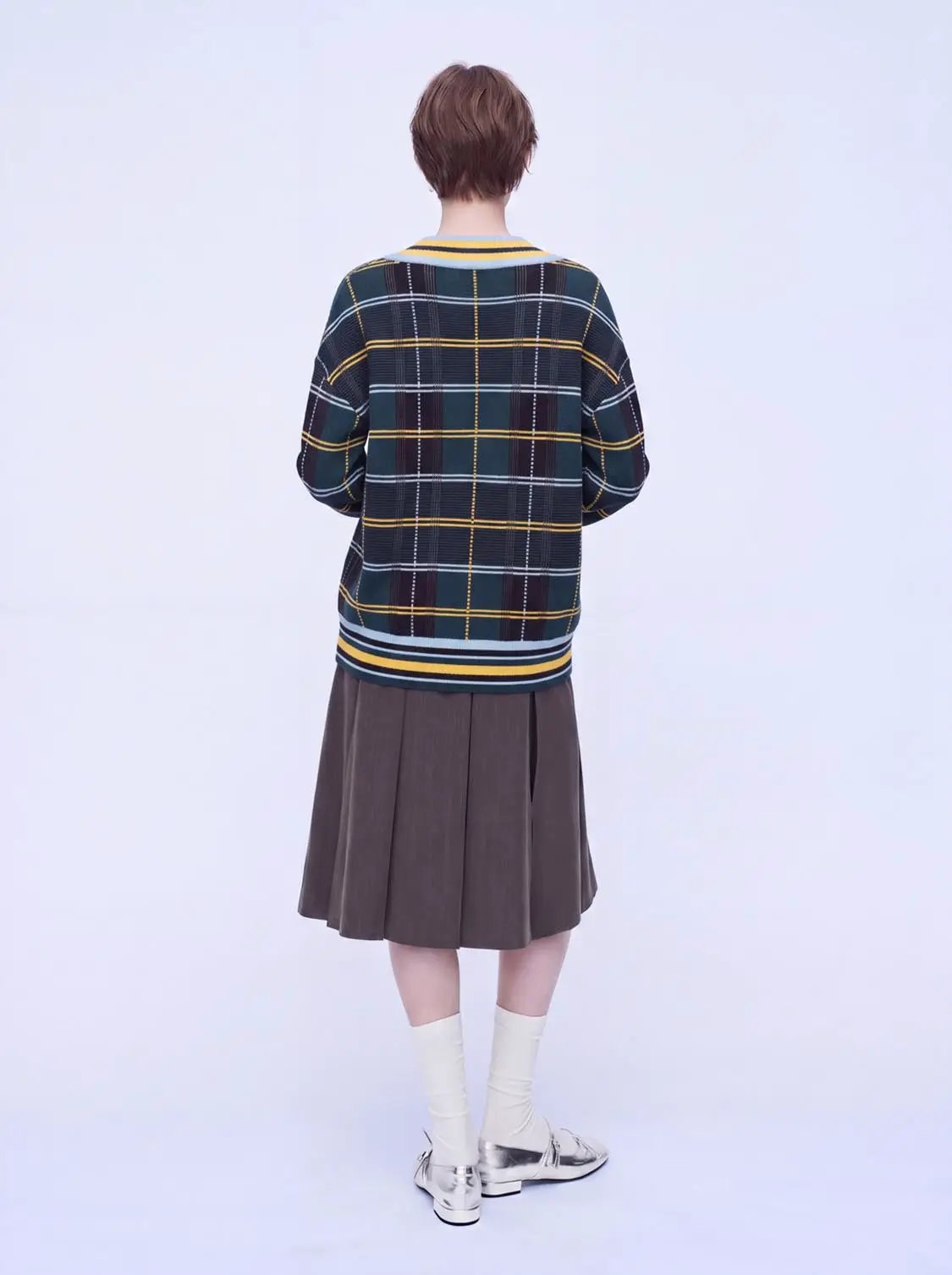 Check Long Sleeve Knitted T-Shirts