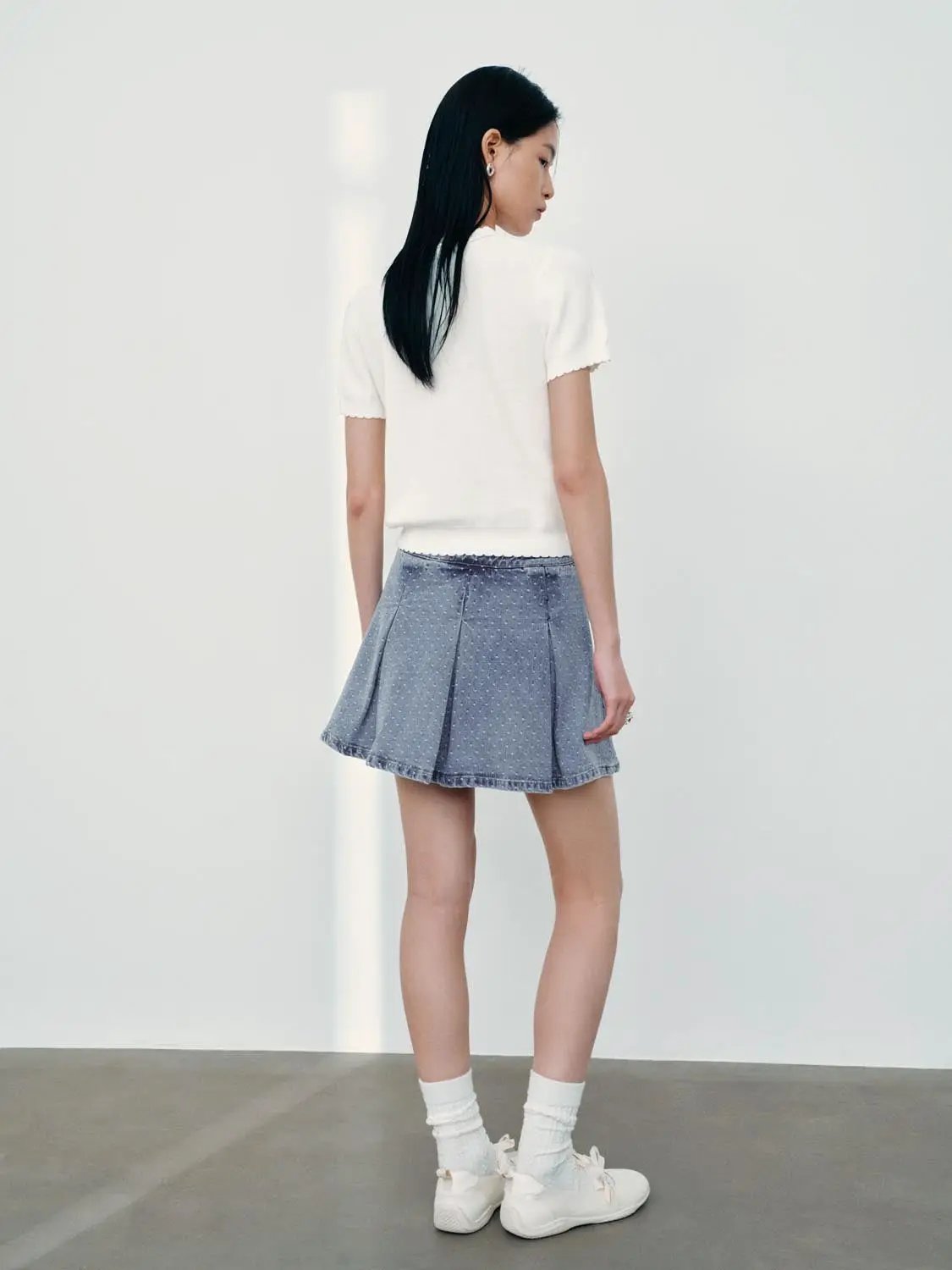 Diamond Grid Openwork Cotton Short Sleeve Knit Top