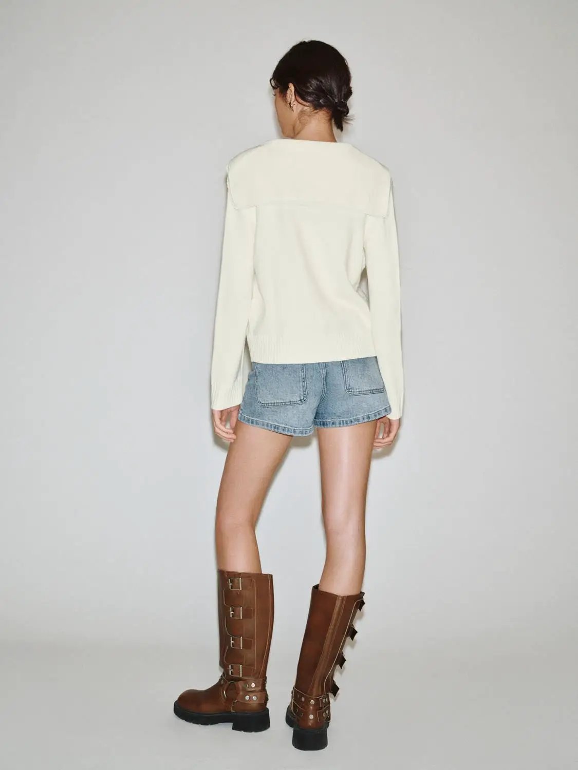 Textured Embroidered V-neck Long Sleeve Knit Cardigan