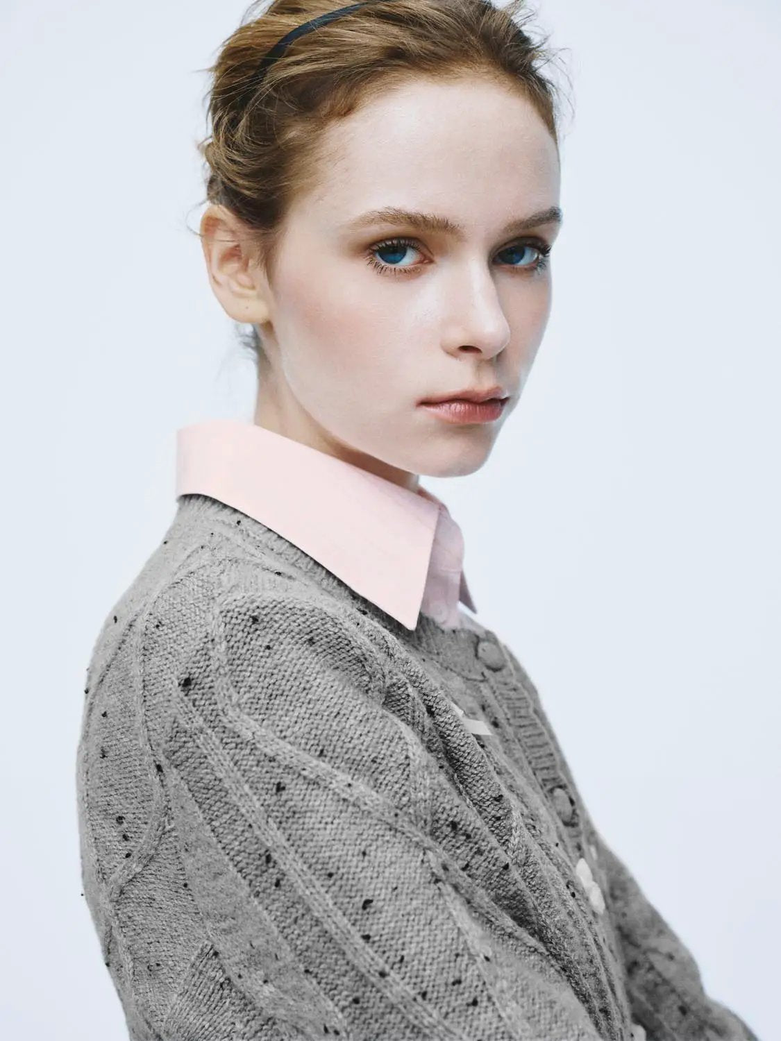 Crew Neck Cable Knit Bow Detail Long Sleeve Cardigan