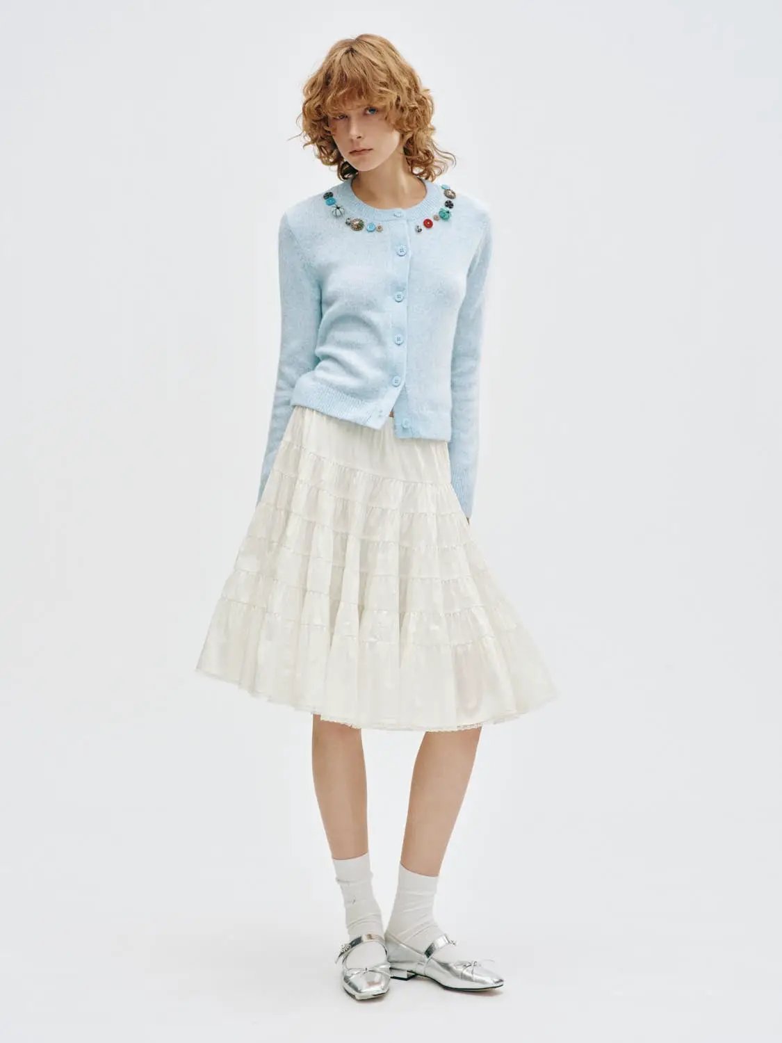 Knitted Bobble Detail Long Sleeve Cardigan