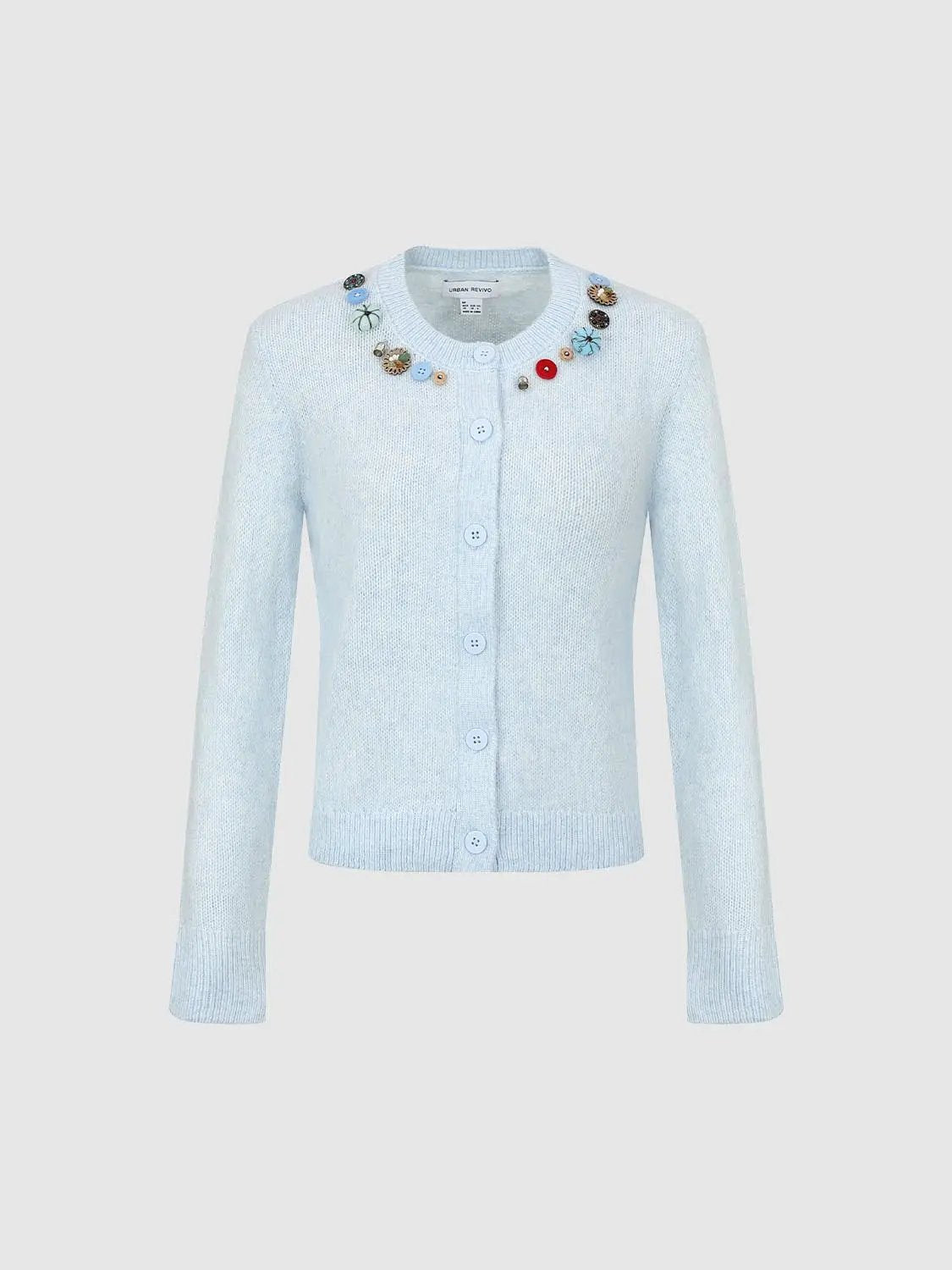 Knitted Bobble Detail Long Sleeve Cardigan
