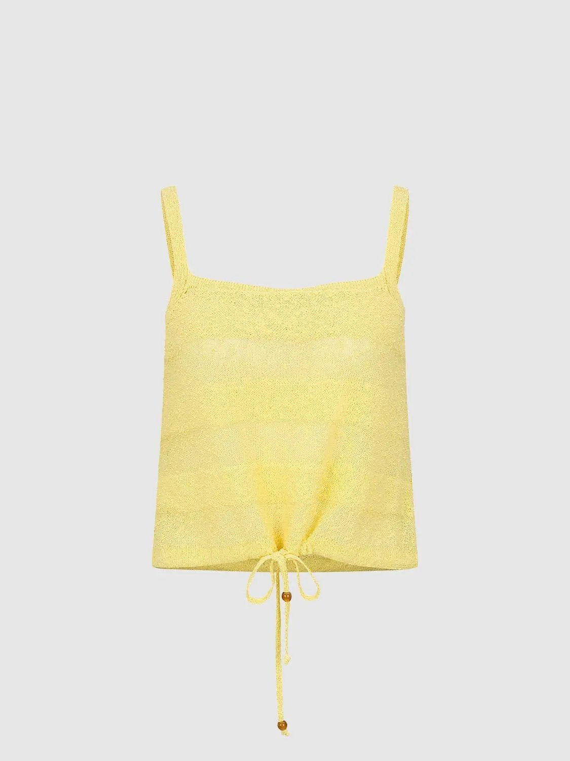 Knitted Tie Hem Cotton Blend Sleeveless Cami Top