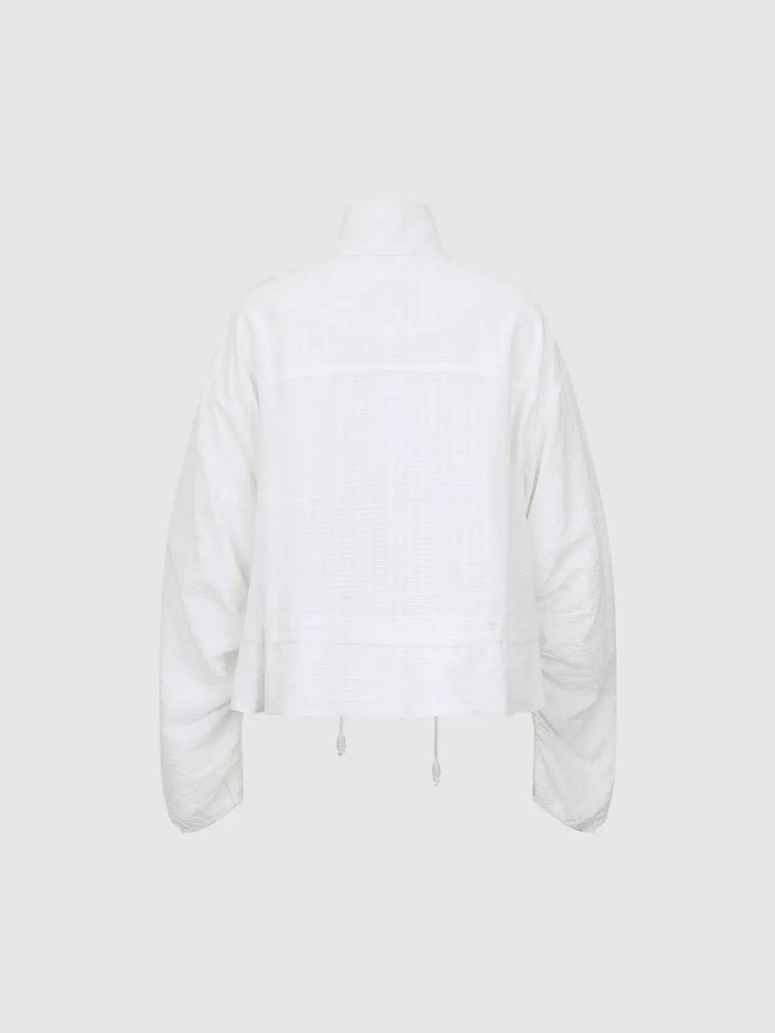 Stand Collar Zip Front Drawstring Hem Jacket