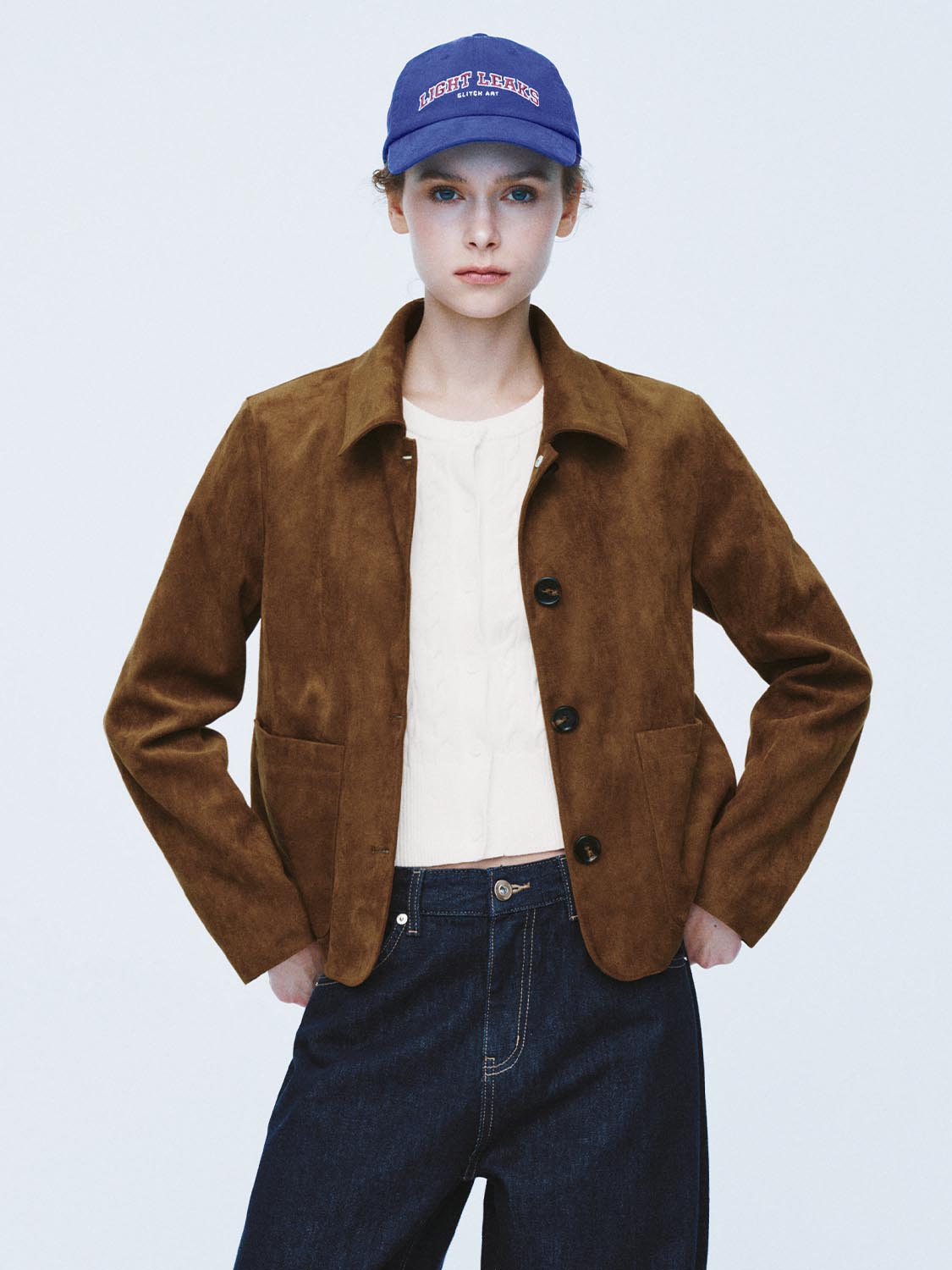 Textured Button Front Long Sleeve Jacket
