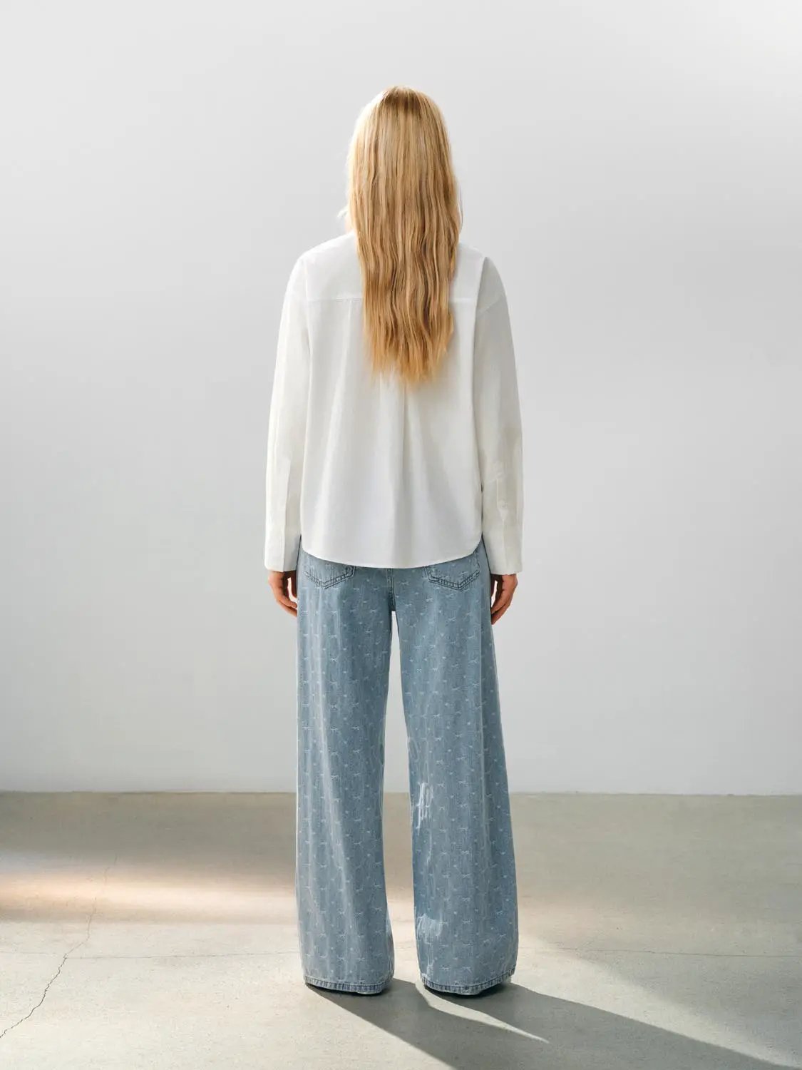 Button Front Tie Waist Cotton Long Sleeve Shirt