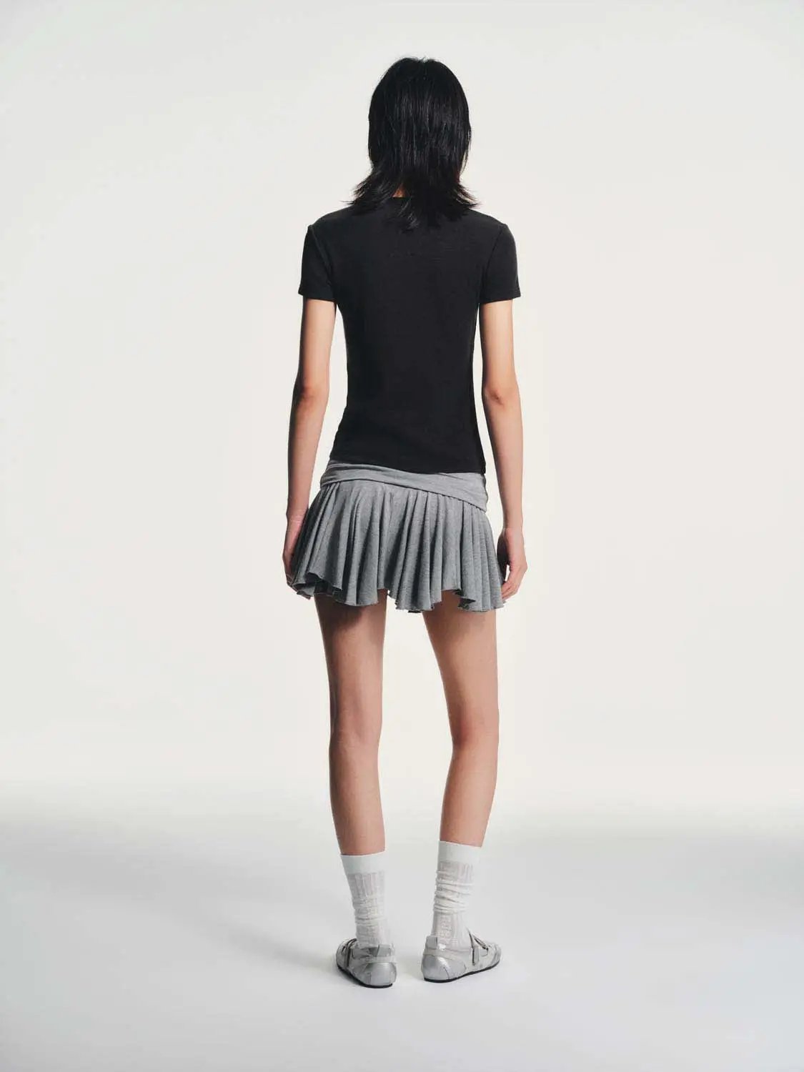 Round Neck Bunny Print Slight Stretch Cotton T-Shirt