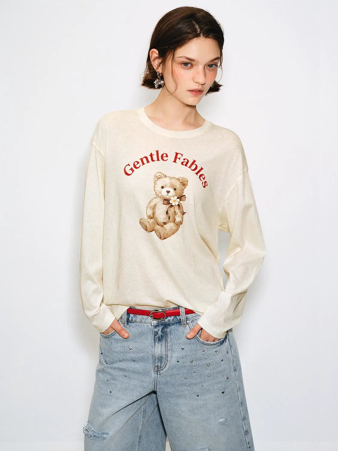 Gentle Fables Teddy Bear Graphic Cotton Blend T-shirt