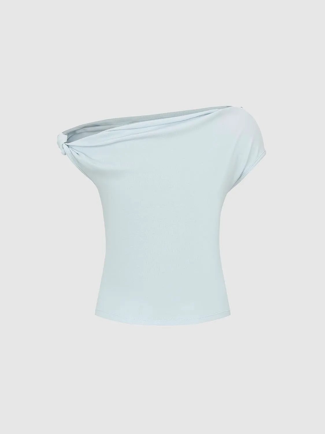 Button Detail Off Shoulder T-shirt