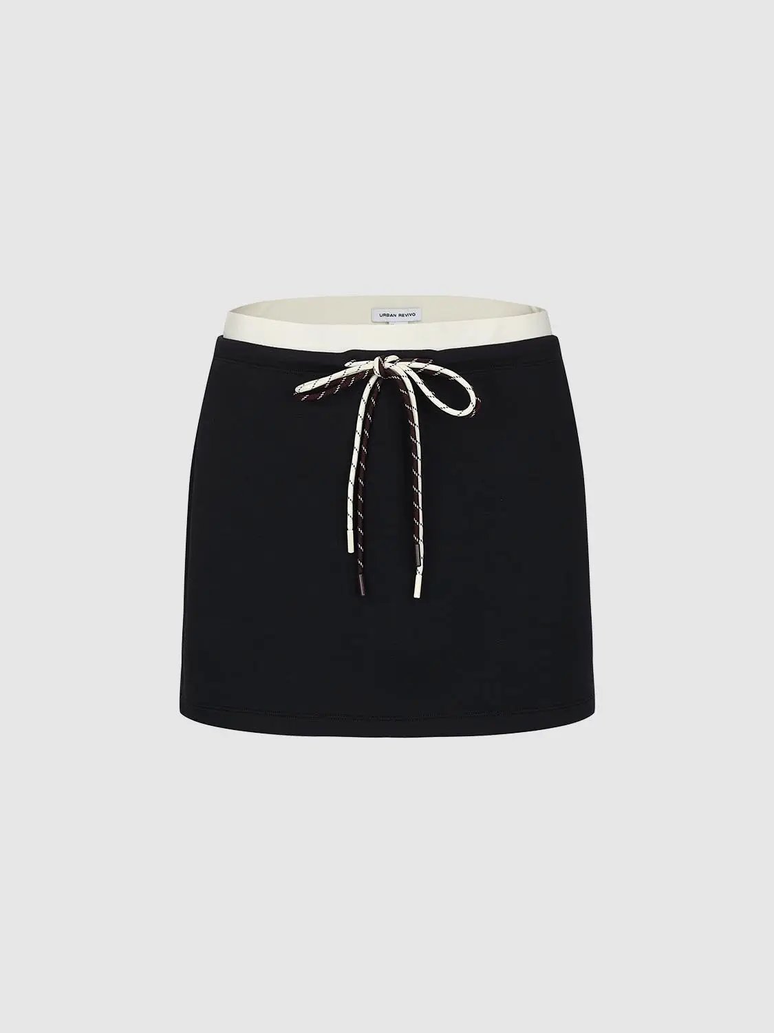 Drawstring Waist, Clean Silhouette Cotton Mini Skirt