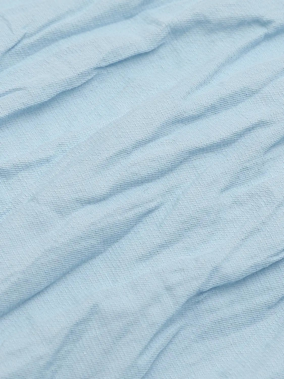 Crinkled Textured A-Line Cotton Blend Midi Skirt