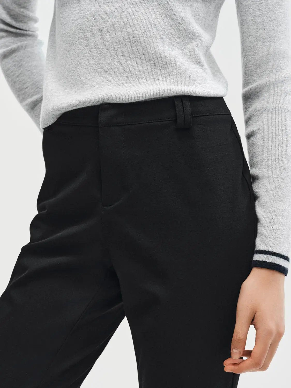 High-waisted Cropped Flared Side Slit Pants