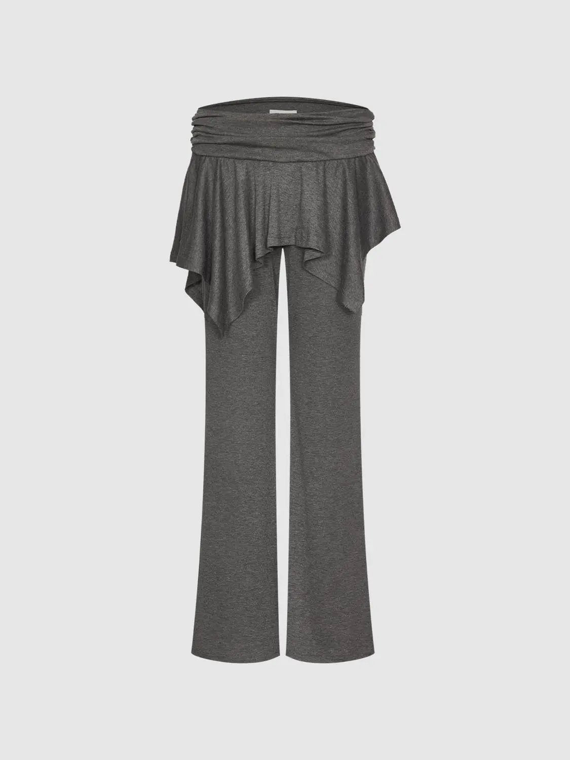Wrap Waist Dark Grey Layered Flared Pants