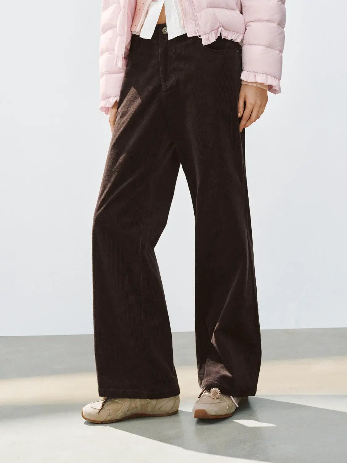 Corduroy Straight-leg Cotton Blend Pants