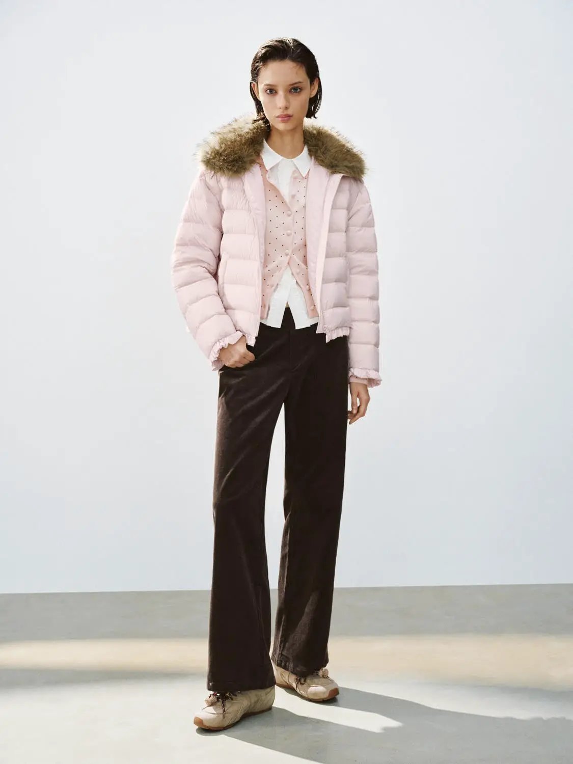 Corduroy Straight-leg Cotton Blend Pants