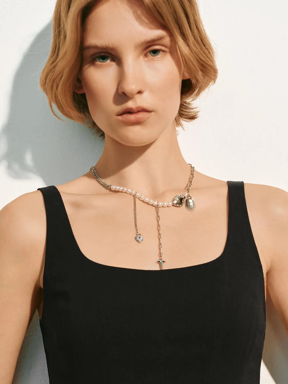 A-line Sleeveless Square Neck Black Dress