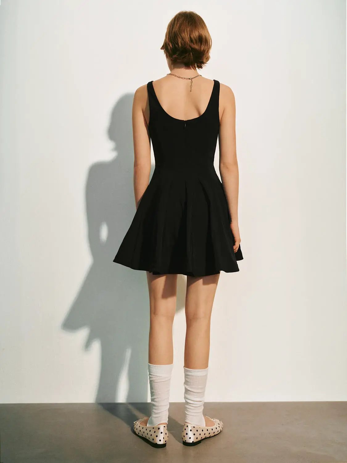 A-line Sleeveless Square Neck Black Dress