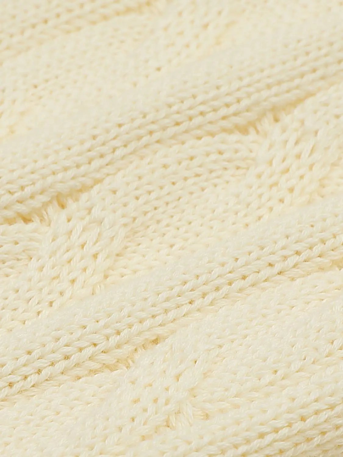 Cable Knit Checked Collar Long Sleeve Cotton Sweater