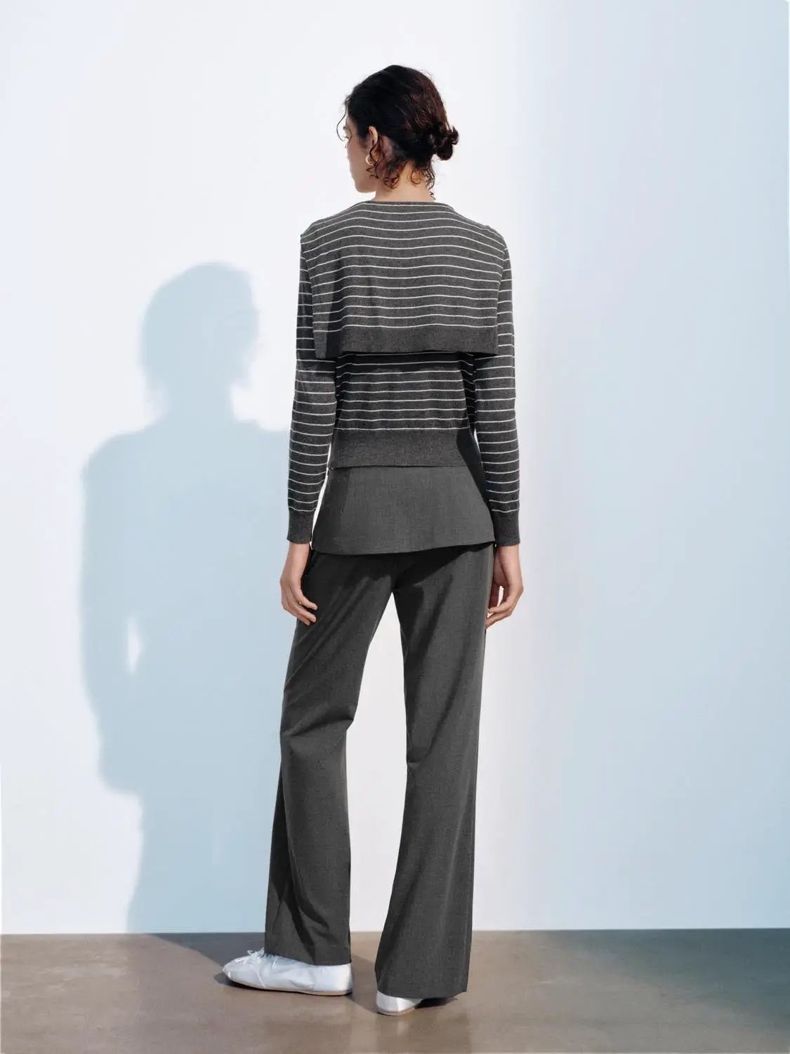 Striped Long Sleeve Shawl Collar Knit Cardigan