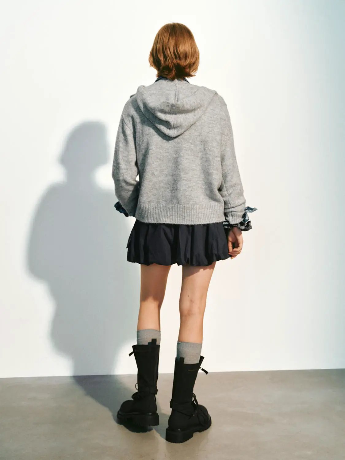 Textured Ribbed Pom-pom Long Sleeve Knit Jacket