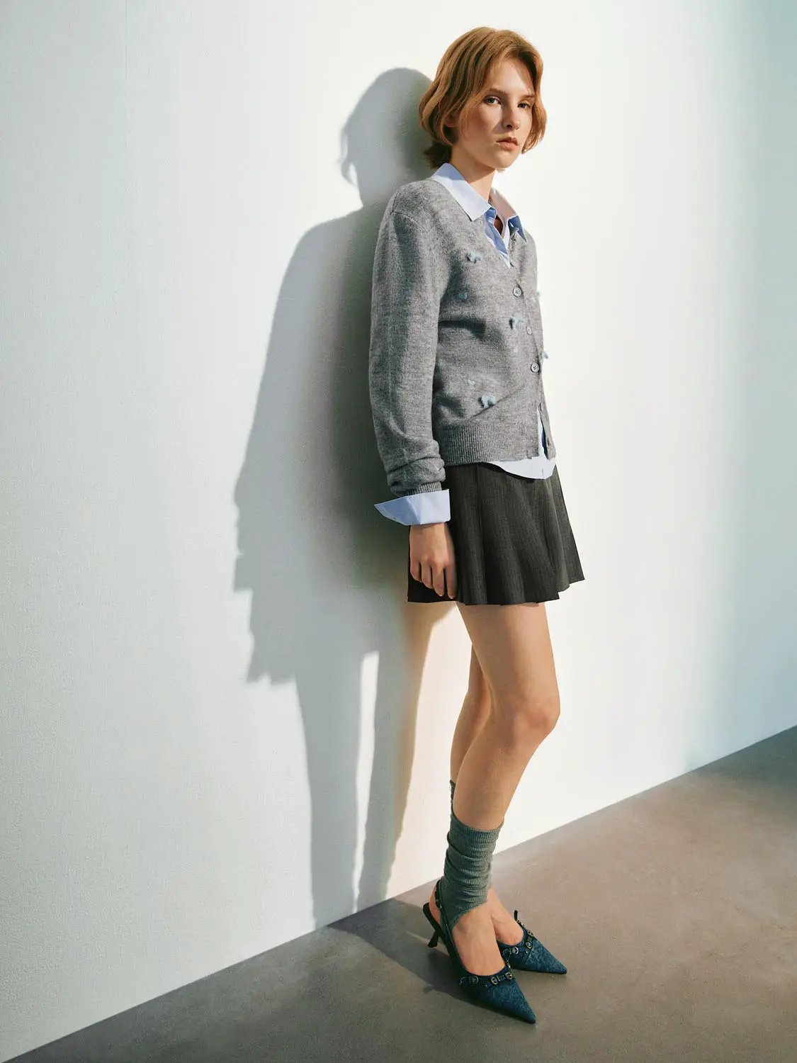 Distressed Ribbed Knit Long Sleeve Cardigan