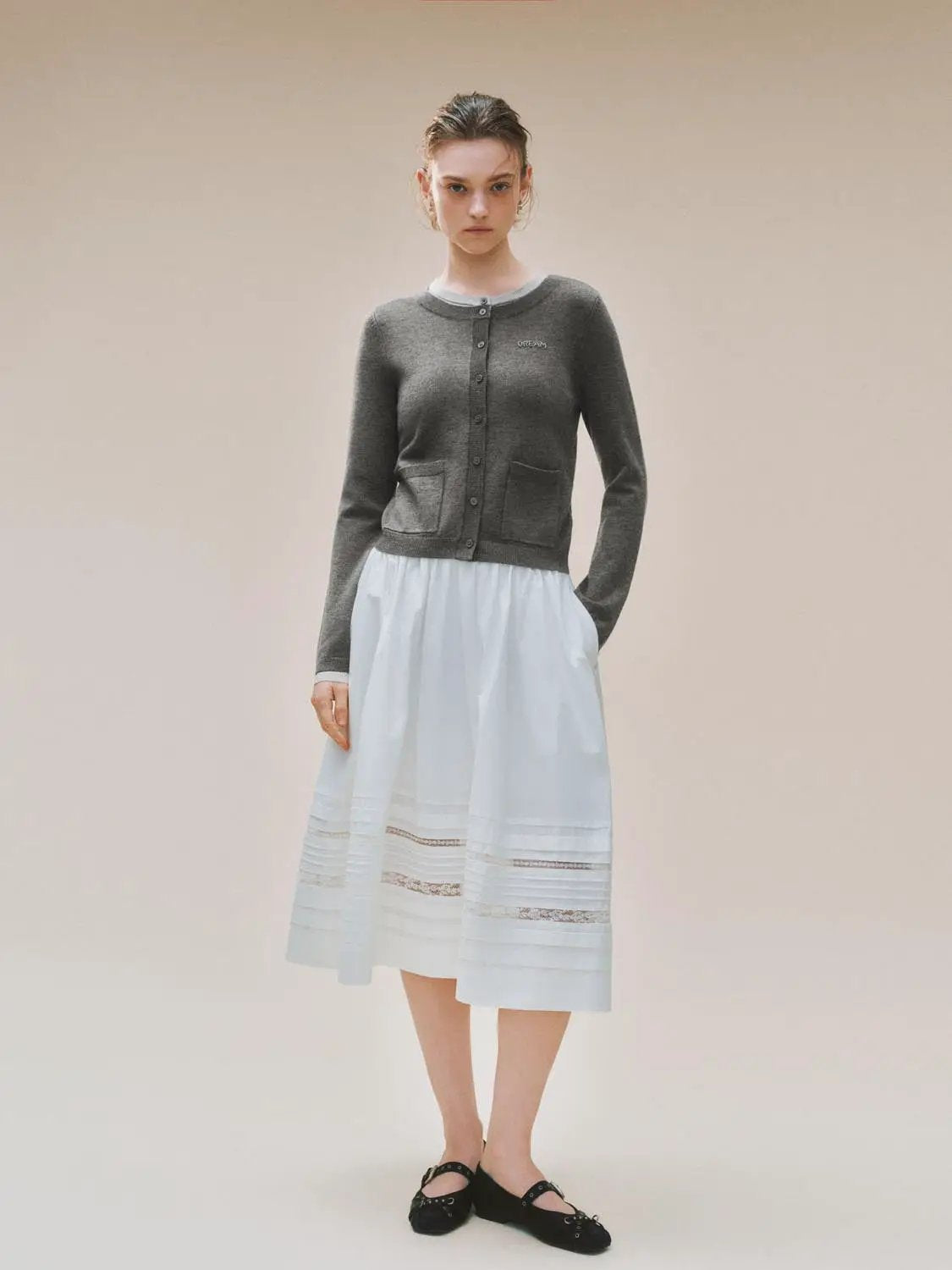 Knit Long Sleeve Crew Neck Button Front Cardigan