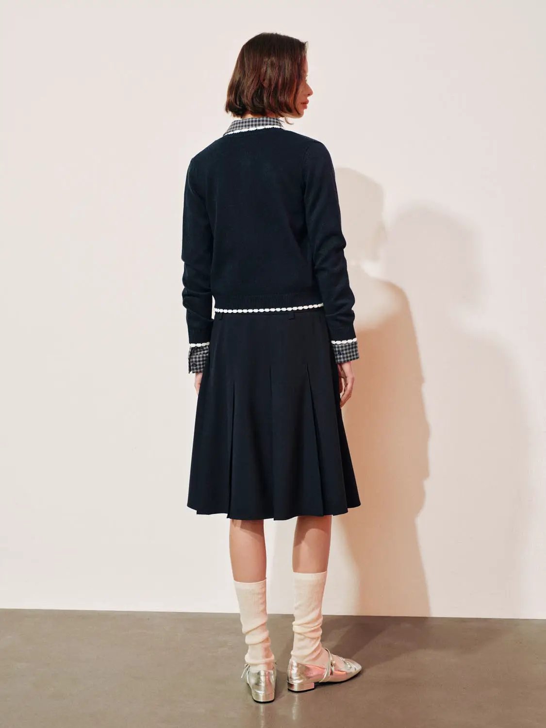 Graphic Long Sleeve Ribbed Knit Cardigan