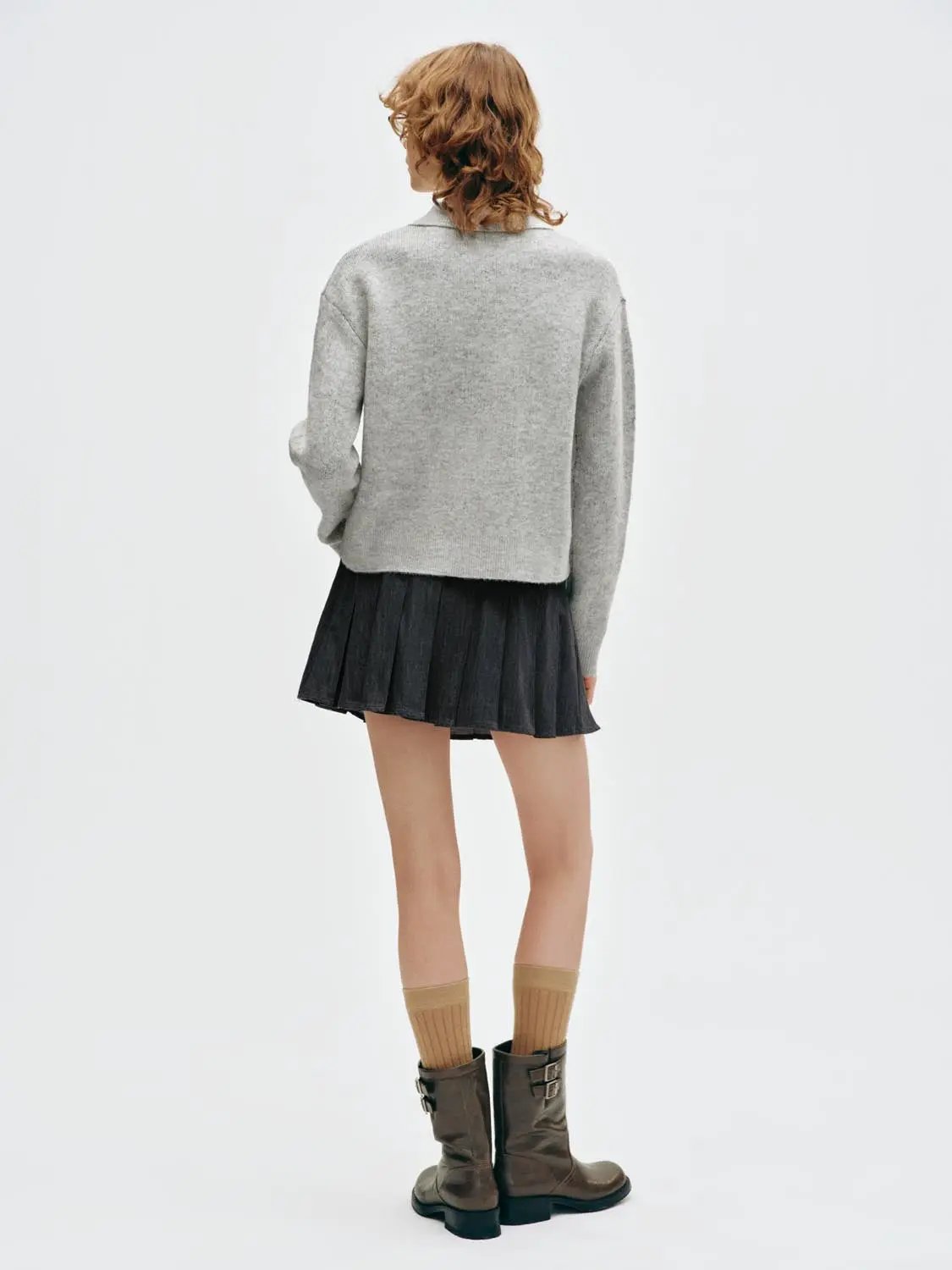 Argyle Pattern Long Sleeve Collar Knit Cardigan