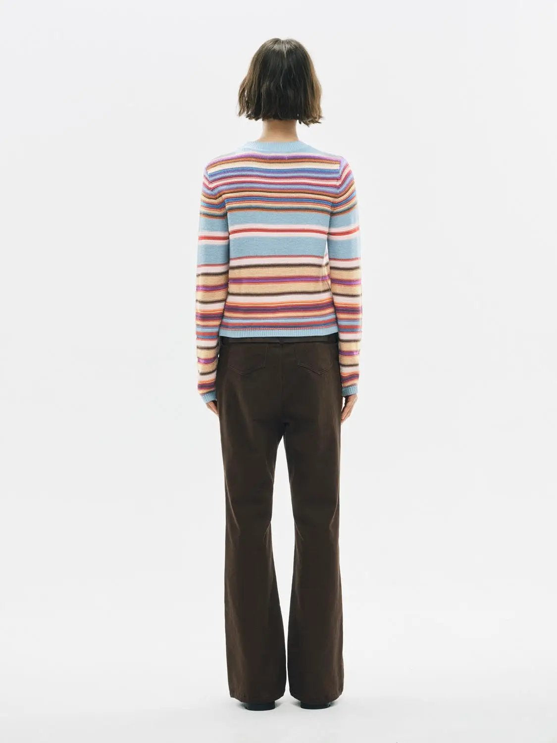 Knitted Striped Long Sleeve Crew Neck Sweater