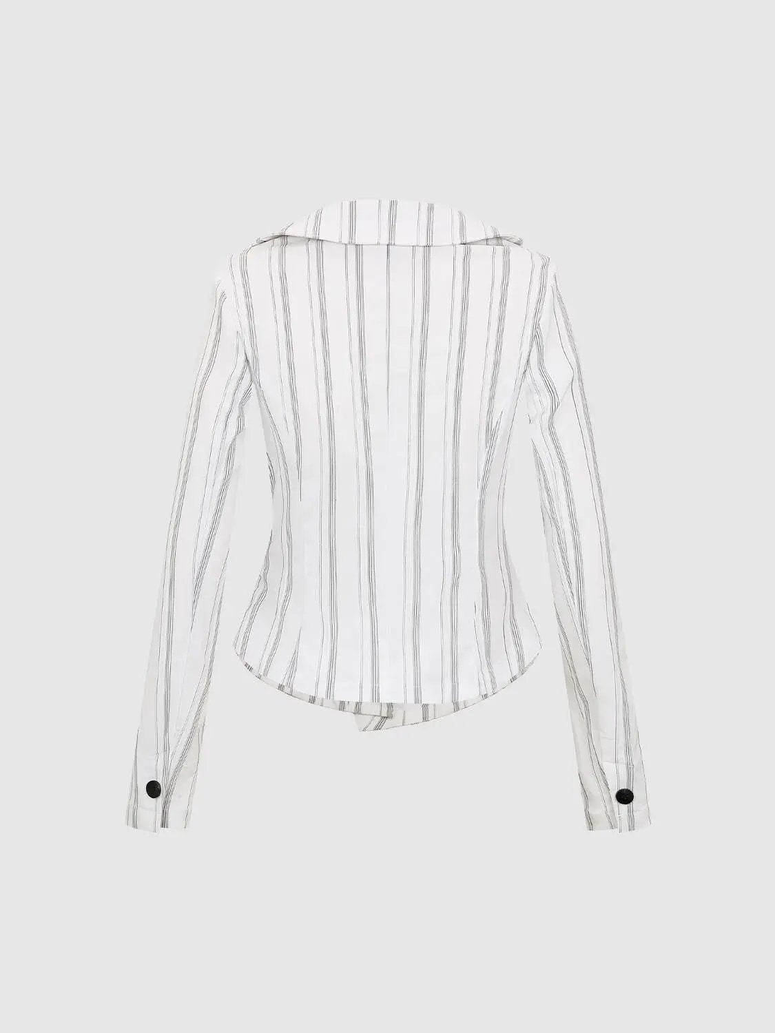 Striped Tailored V-Neck Long Sleeve Jacket