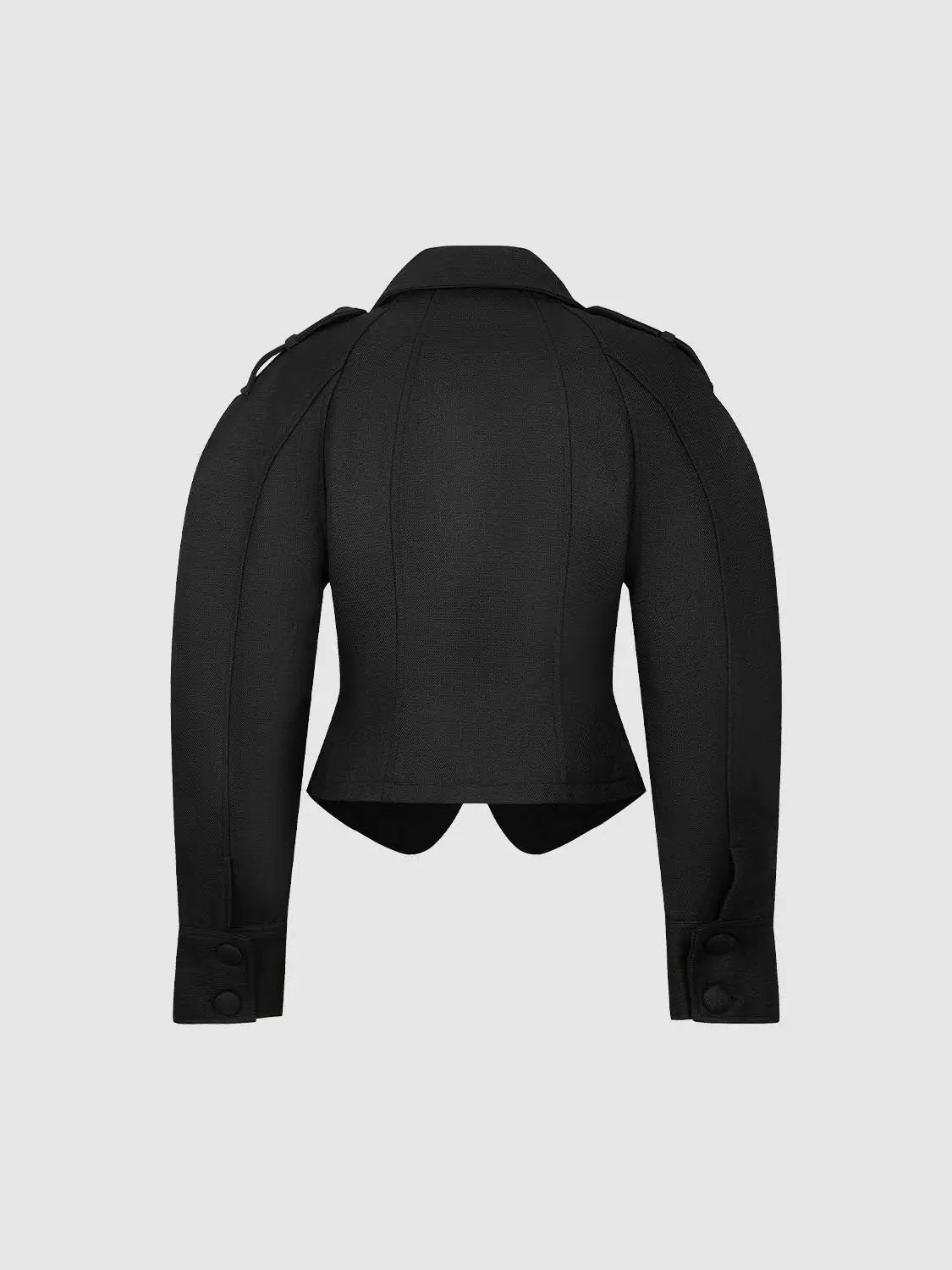 Double-Breasted Collared Cropped Long Sleeve Jacket