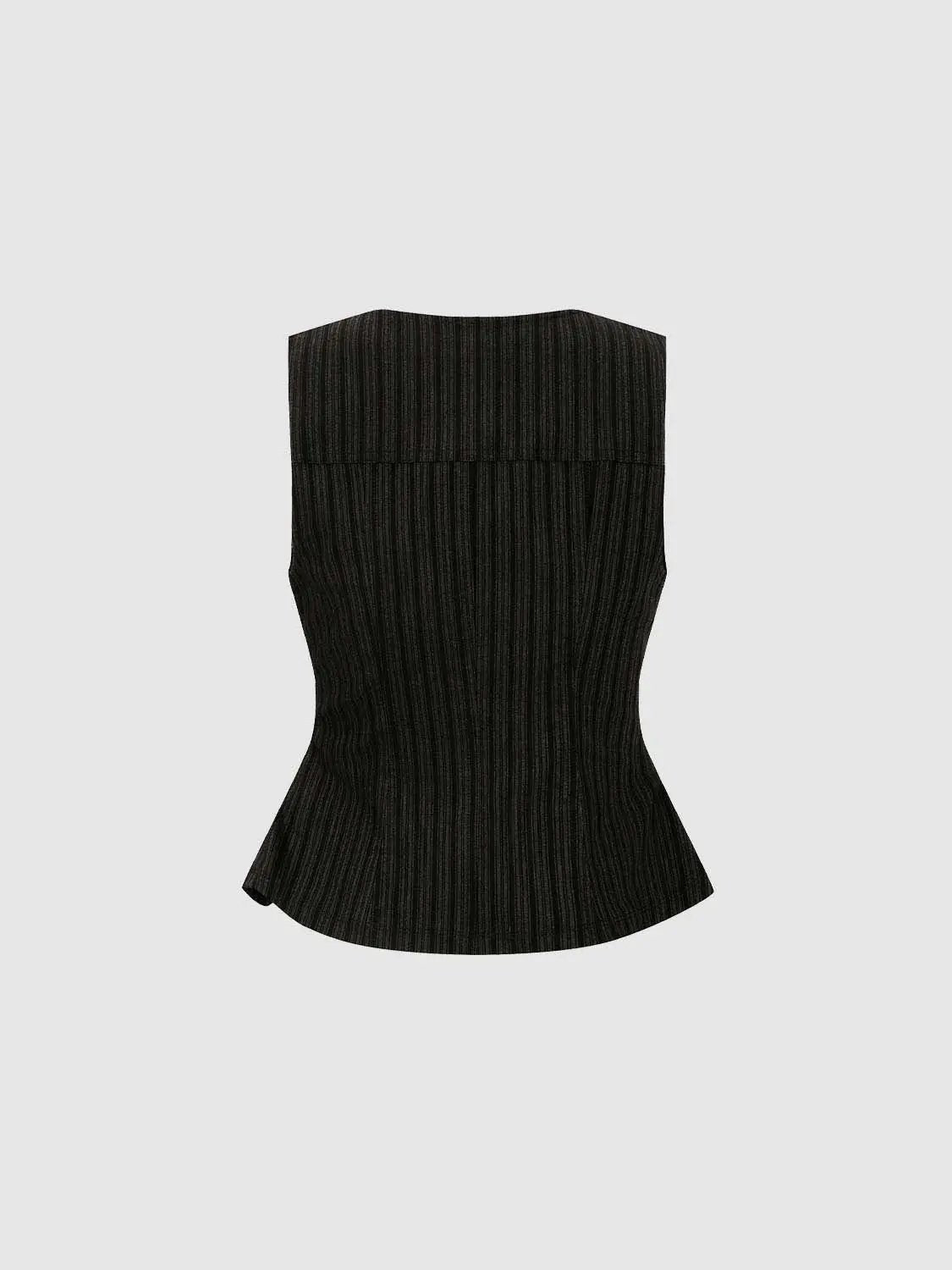 Textured Keyhole Neck Zip Front Sleeveless Peplum Vest Top