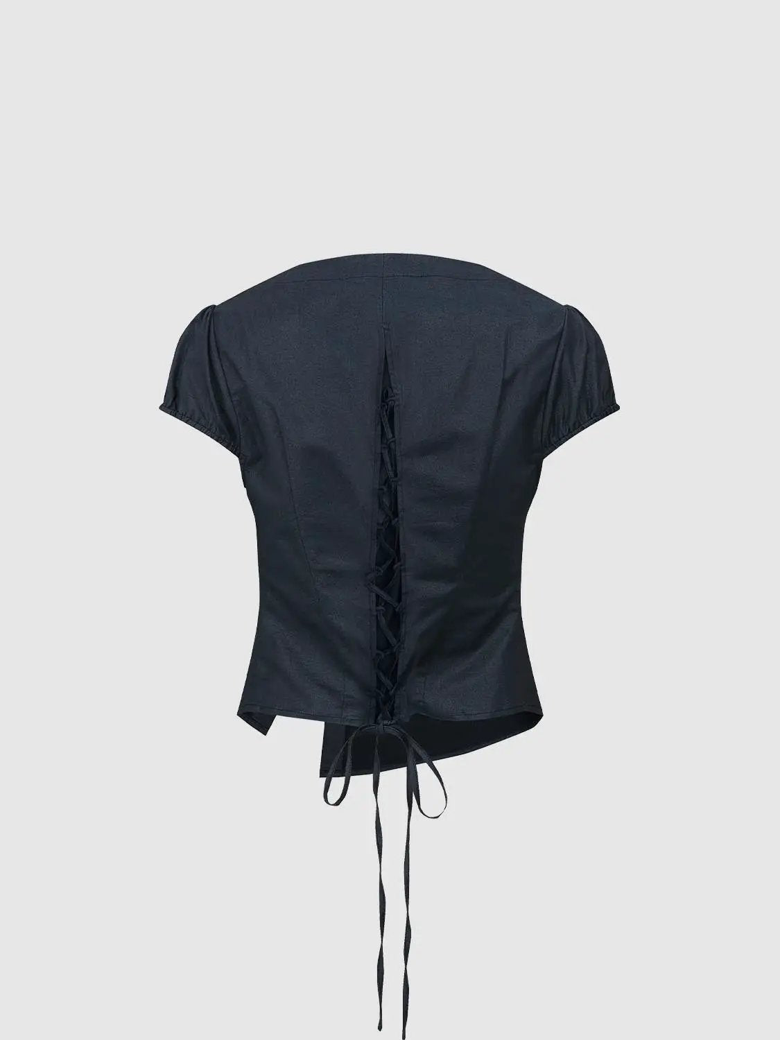Asymmetric Button Tie Hem Round Neck Short Sleeve Shirt